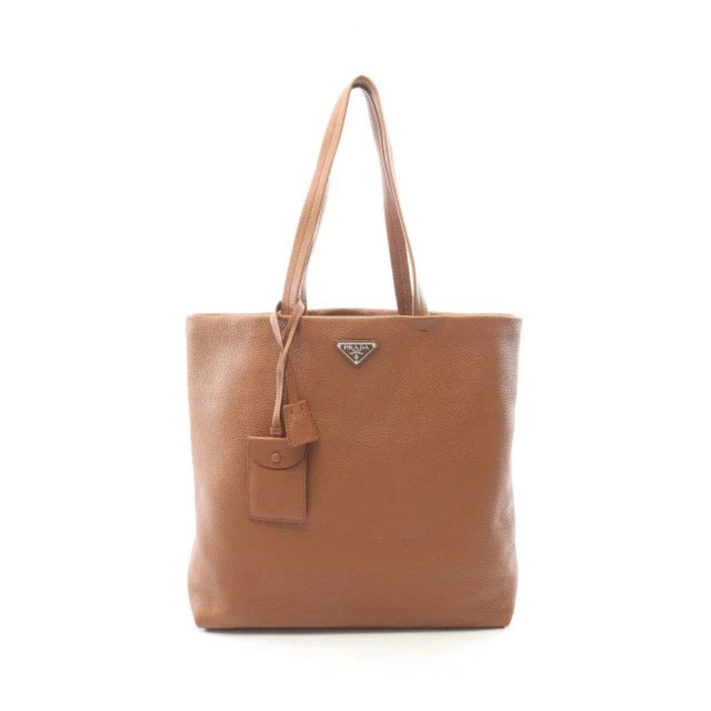 Prada Triangle Tote Tessuto Saffiano Bag Leather Brown